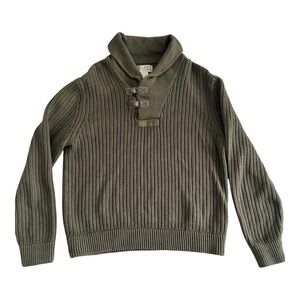 Duluth Trading Men's Large Brigadier Shawl Collar‎ Rib‑Knit Sweater Olive Green
